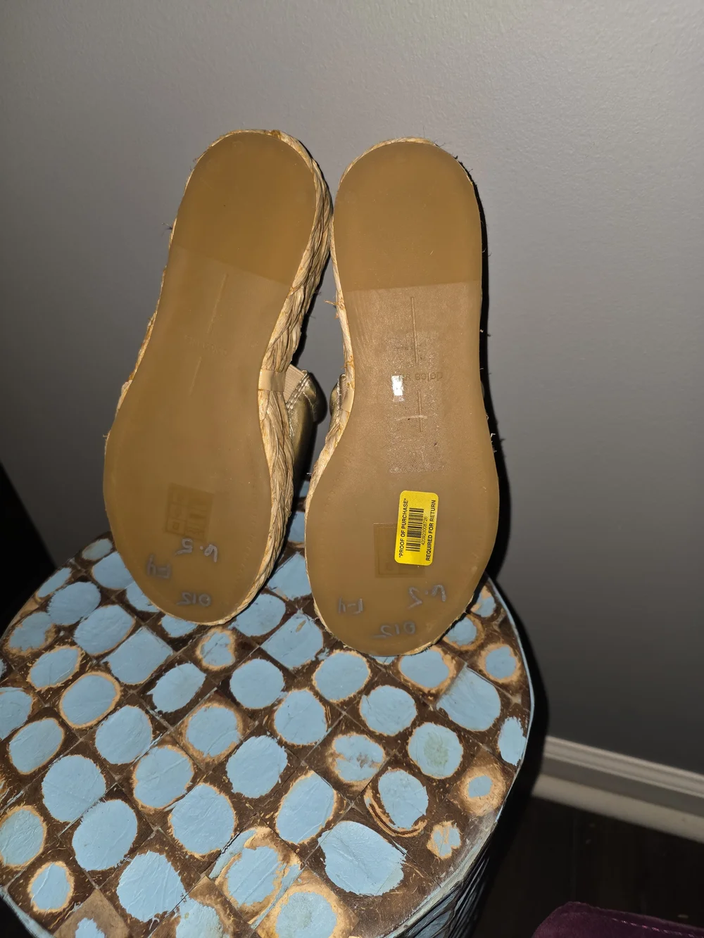 Dolce Vita Metallic Slide Espadrille Sandals in Gold Wedge